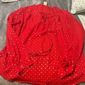 Faded Glory Red/Gold Christmas Shirt